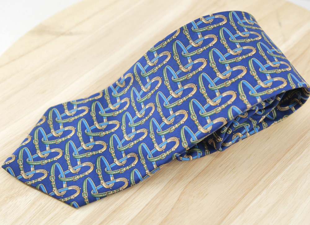 Brooks Brothers Makers Silk Tie Blue Belt Design Necktie 57.5 x 3.5